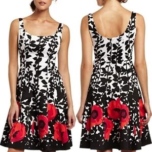 Nine West Poppy Border Cotton Bustier Scoop Neck Sleeveless Fit & Flare Dress